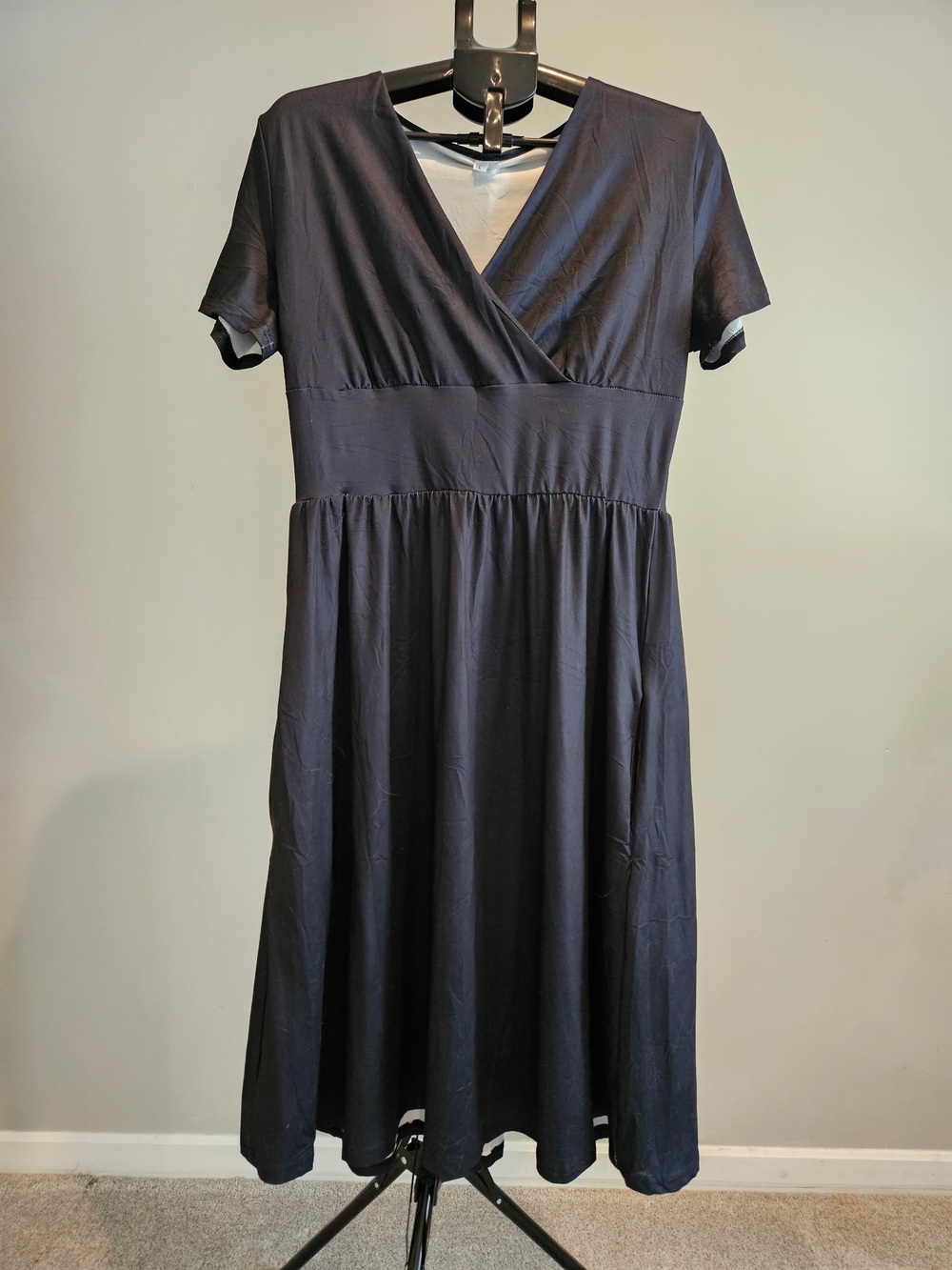 Classic Black V-Neck Fit & Flare Dress